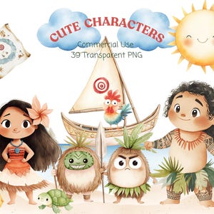 Polynesische Prinzessin Clipart - Kinder Clipart - Kinderzimmer Dekor Png - Fantasie Bilder - Niedliche Prinzessin Clipart - Geburtstag Png - Kinderzimmer Clipart