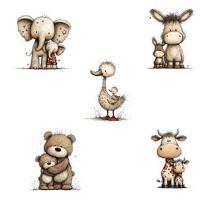 Imágenes prediseñadas de animales y bebés: Gráficos infantiles (descarga digital - 31 PNG) imagen 4