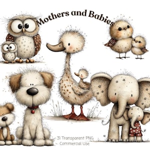 Imágenes prediseñadas de animales y bebés: Gráficos infantiles (descarga digital - 31 PNG) imagen 1