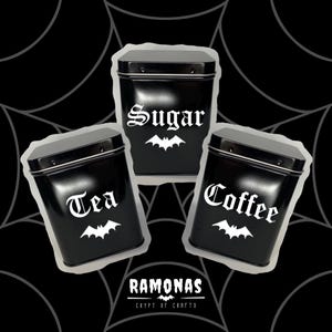 幽霊蝶番付きキャニスター - キッチンキャニスターセット。カスタマイズ可能