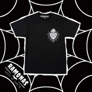 Sacred Heart Tshirt - Black - Pocket - Matt White, Metallic Purple, Bronze - S- 5XL