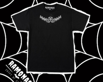 Floral Neck Tattoo T-Shirt | Gothic Floral Tattoo Style Tee | Alternative Botanical Top | S-5XL