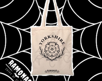 Bolsa de tela Yorkshire Rose: múltiples opciones de cita y color, bolsa de la Rosa Blanca de York, ecológica, regalo del norte de Inglaterra