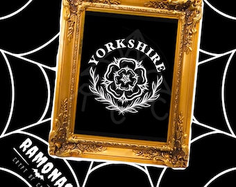 Impresión artística de postal Yorkshire Rose A6 / Múltiples opciones de cita / Rosa blanca / Arte mural de Yorkshire / Postal floral británica