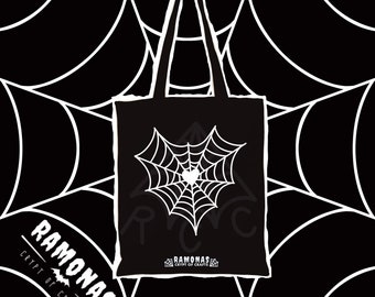 Cobweb Heart Tote Bags