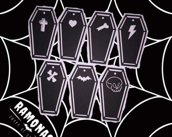 Coffin Image Cutout Gift Tags x 6