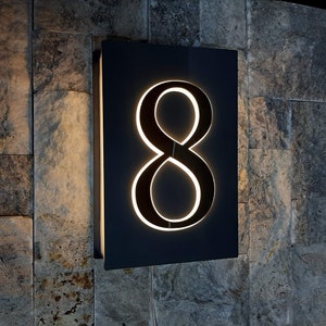 Illuminated House Number Sign, Modern LED Door Numbers, Custom Address Signage, Apartment Door Sign