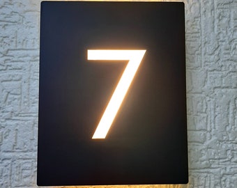 Illuminated House Number Sign, Modern LED Door Numbers, Custom Address Signage, Apartment Door Sign