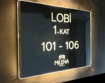 Personalized Backlit Wayfinding Boards, LED Hotel Room Indicators, Illuminated Corridor & Floor Directional Signs for Hotels
