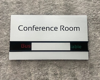 Versatile Conference Room Status Sign, Changeable Busy - Available Indicator, Custom Office Sign, Directional Plaque, Slider Sign