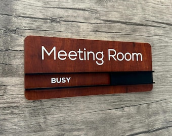 Customizable Meeting Room Status Sign, Moveable Busy - Available Indicator, Sliding Sign, Indoor Office Sign, Directional Signage