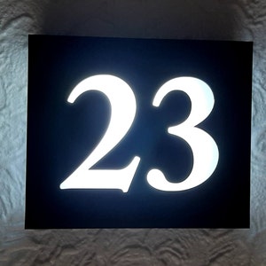 Illuminated House Number Sign, Modern LED Door Numbers, Custom Address Signage, Apartment Door Sign