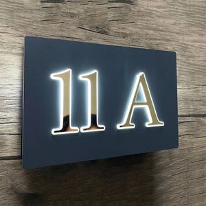 Illuminated House Number Sign, Modern LED Door Numbers, Custom Address Signage, Apartment Door Sign