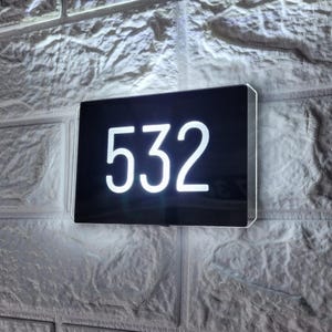 Illuminated House Number Sign, Modern LED Door Numbers, Custom Address Signage, Apartment Door Sign
