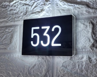 Illuminated House Number Sign, Modern LED Door Numbers, Custom Address Signage, Apartment Door Sign