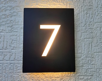 Illuminated House Number Sign, Modern LED Door Numbers, Custom Address Signage, Apartment Door Sign