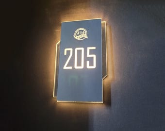 Elegant Custom LED Hotel Room Sign, Modern Acrylic Door Number Plaque, Personalized Hotel Decor, Illuminated Room Identifier Sign