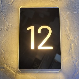 Illuminated House Number Sign, Modern LED Door Numbers, Custom Address Signage, Apartment Door Sign