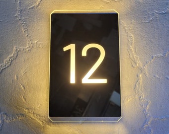 Illuminated House Number Sign, Modern LED Door Numbers, Custom Address Signage, Apartment Door Sign