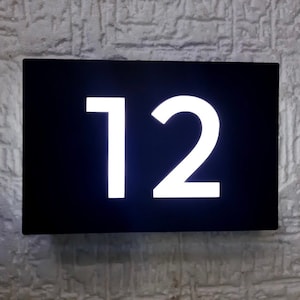 Illuminated House Number Sign, Modern LED Door Numbers, Custom Address Signage, Apartment Door Sign
