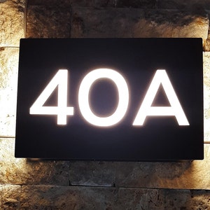 Illuminated House Number Sign, Modern LED Door Numbers, Custom Address Signage, Apartment Door Sign