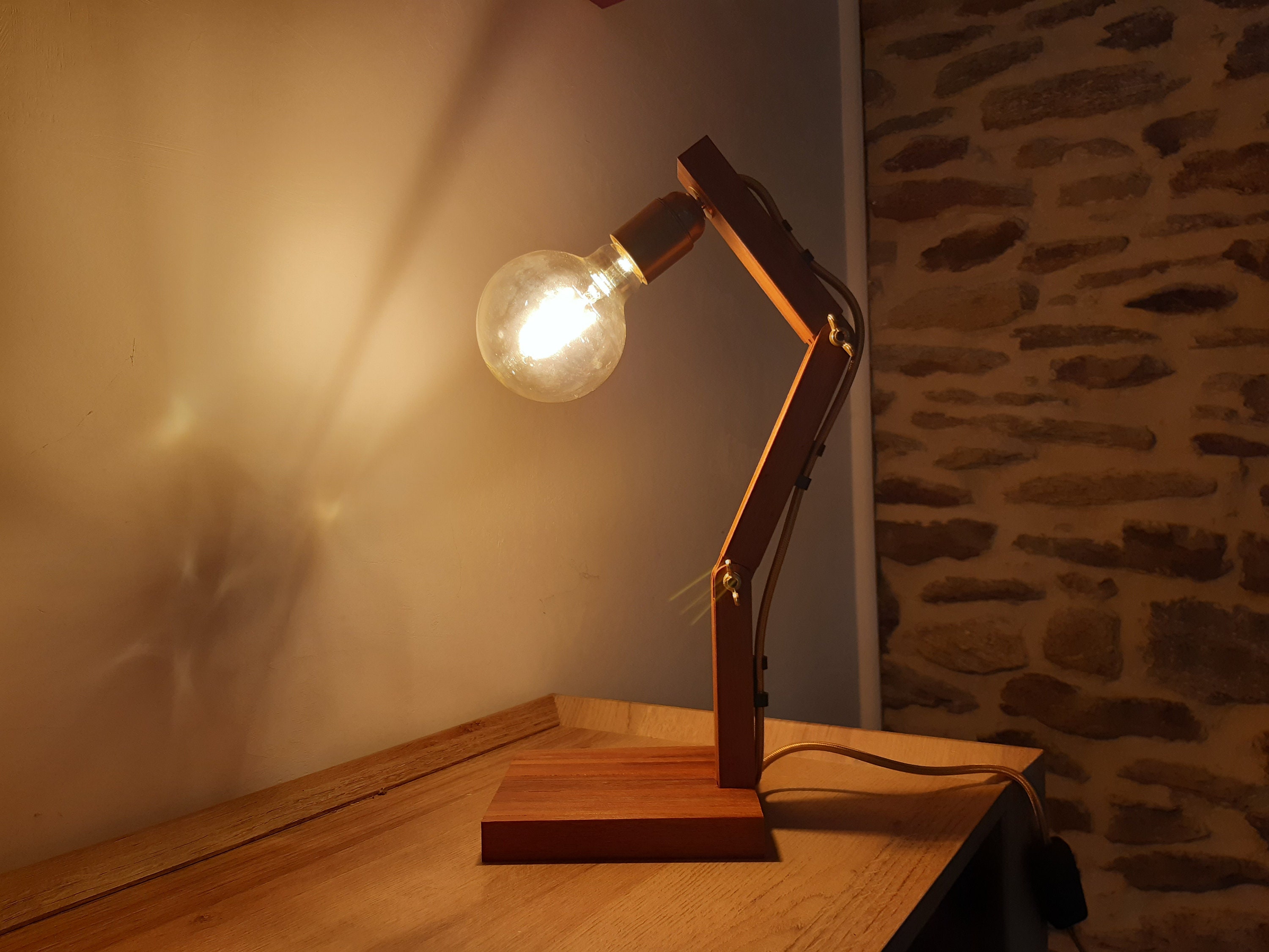 Lampe Bois Exotique à Poser Design, Moderne