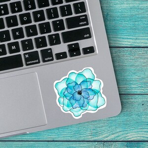 Bright Blue Watercolor Flower Sticker. Flowy Flower Decal. Garden Flower Sticker. Vinyl Sticker Decal. Water proof Vinyl Sticker Decal