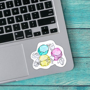 Salt Water Taffy Trio Sticker with Teal Candy. Seaside Treats Sticker