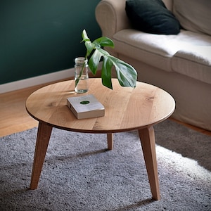 Large solid wood coffee table 70 cm - Handmade, Swiss edge, modern design living room table