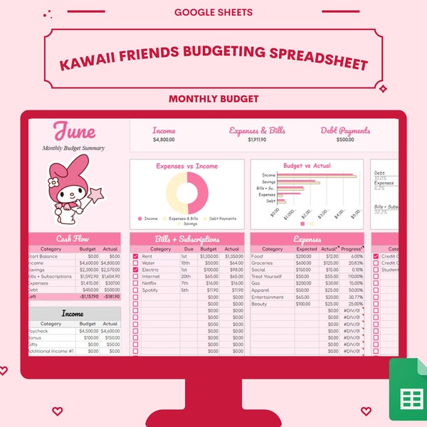 Kawaii Friends Budget Spreadsheet