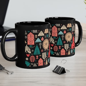 Hygge Black Mug, Fika Hygge Mug, Lagom Mug, Hygge Gifts, Danish Mug, Swedish Cozy Mug, Mug Gift Black, Scandinavian Style Mug