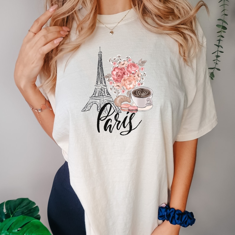 Paris in Spring Shirt, France Travel Eiffel Tower Shirt, Paris Shirt for Girls, Travel Paris T-Shirt, Women's Paris T-Shirt, Gift for Her image 2
