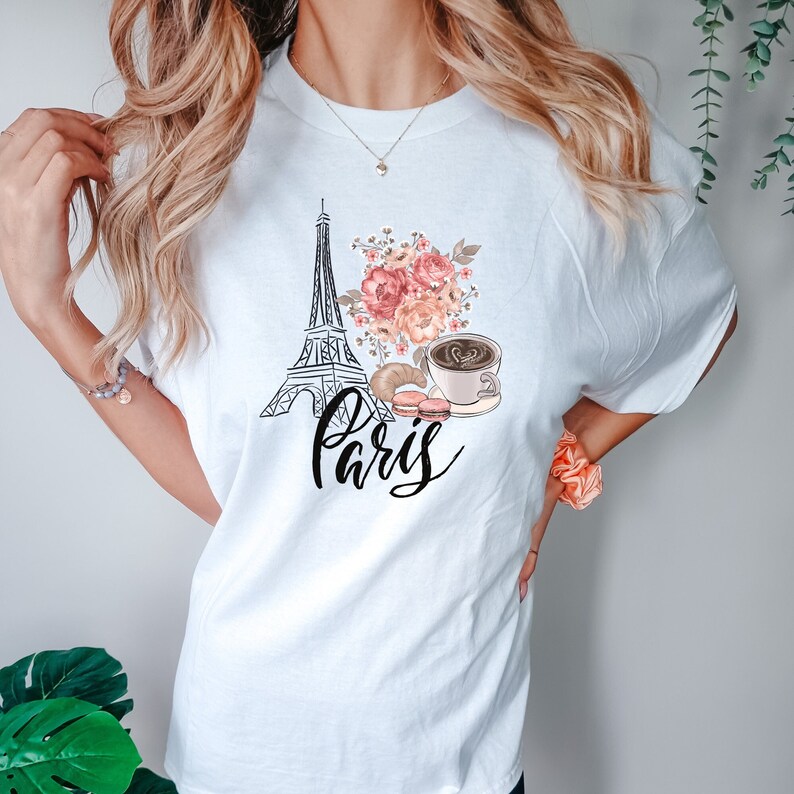 Paris in Spring Shirt, France Travel Eiffel Tower Shirt, Paris Shirt for Girls, Travel Paris T-Shirt, Women's Paris T-Shirt, Gift for Her image 1
