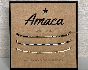 Set of 3 adjustable bracelets in miyuki pearls