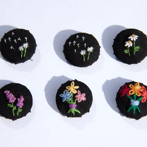 Embroidered Broches | Embroidered Pins | Handmade Pins | Embroidered gifts | Cottagecore pins | Dandelion, Daisy pins | Embroidered flowers