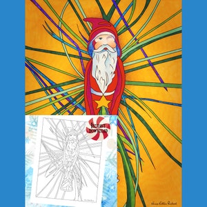 Vintage Santa Ornament | PDF Printable | Coloring Page for Adults | Instant Digital Download for Christmas