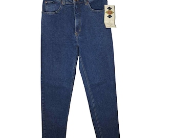 Jordache Jeans para mujer, talla 31, tiro alto, corte ajustado, azul oscuro, mezclilla estilo años 80, nuevo con etiquetas, estilo vintage.