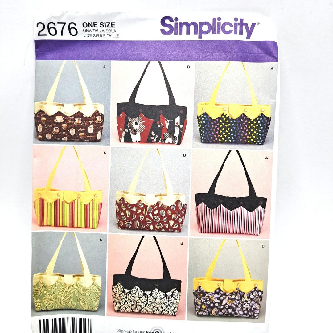 Vintage Simplicity 2676 Sewing Pattern Purse Tote Bag Handbag UNCUT One ...