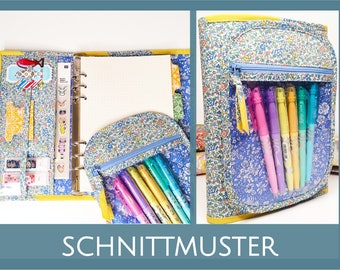 Planer, gut auch als Scrapbook, Bullet Journal, Sketchbook. 5 Innenfächer und eine Außentasche - Schnittmuster