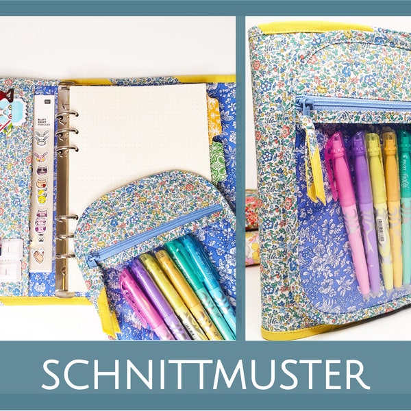 Planer, gut auch als Scrapbook, Bullet Journal, Sketchbook. 5 Innenfächer und eine Außentasche - Schnittmuster