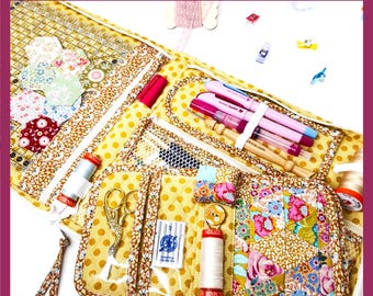 Estuche de costura, organizador para manualidades con opciones de almacenamiento para EPP y bordado