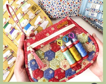 Faden Clutch, Tasche für Garnrolen mit Farbkarte und Fächer für Nadeln, für Stricken und EPP