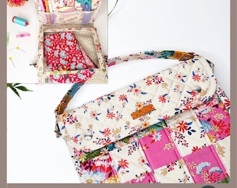 Sewing bag, also suitable as a crochet bag, book bag, or tablet and cable bag. Ideal for short trips!