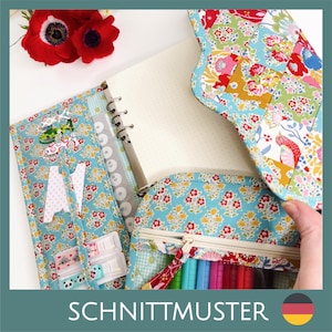 Planer, gut auch als Scrapbook, Bullet Journal, Sketchbook. 5 Innenfächer und eine Außentasche - Schnittmuster