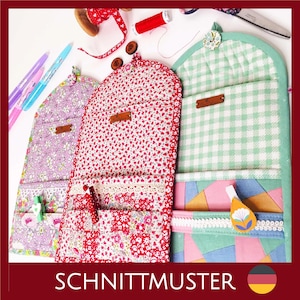 Small wall pocket for the desk and sewing machine with note strip and 2 compartments - sewing pattern