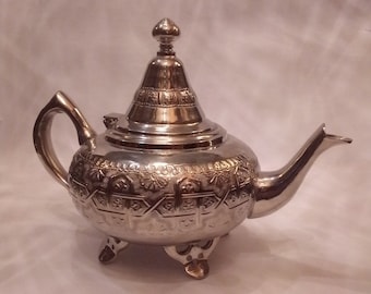 Moroccan artisan teapot, silver teapot, handmade teapot, vintage teapot, black friday
