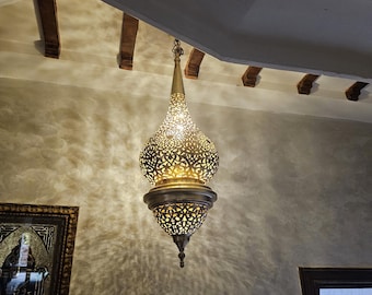 hanging lamp, Moroccan chandelier made of copper and brass, Moroccan copper lamp. Moroccan ceiling lamp, antique copper lamp,