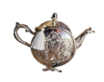Moroccan Artisan Teapot, Handmade Moroccan Silver Teapot – Authentic Artisan Crafted Tea Pot for Moroccan Tea Ceremony & Home Decor,