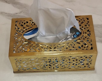 Handcrafted Brass Tissue Box Rectangular Solid Design