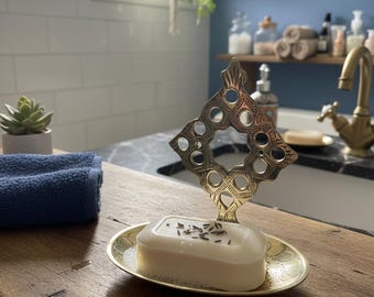 Hand-engraved brass soap dish